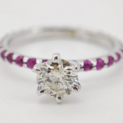 inel aur 14k cu diamante si safire 1.31ct