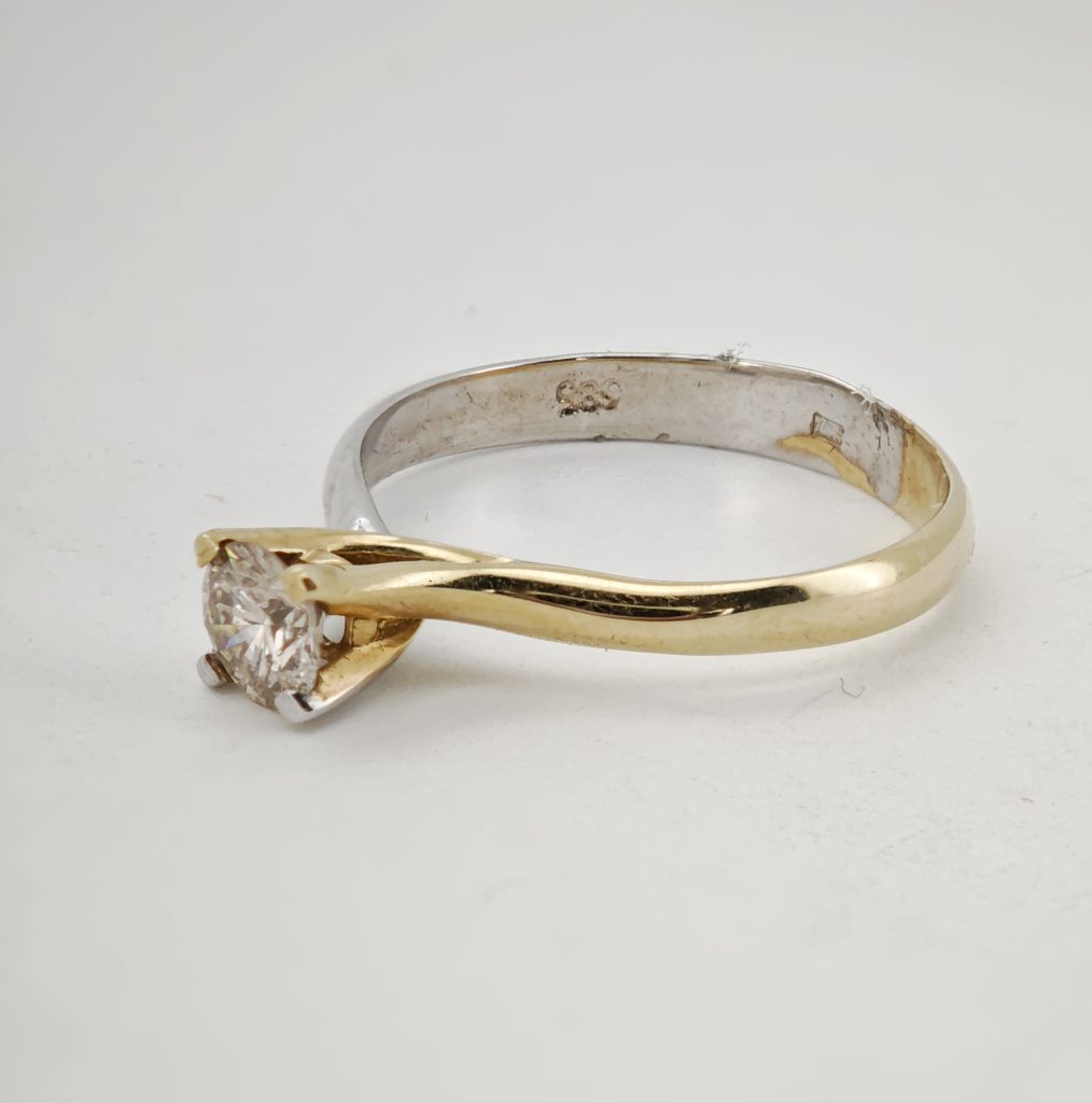 inel logodna aur 14k cu diamant 0.38ct