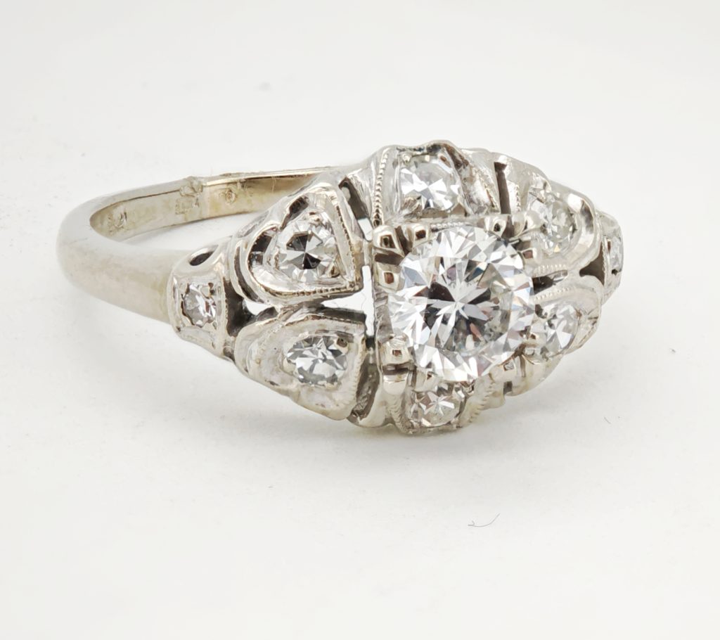 inel 14k cu diamante model vintage 0,86ct