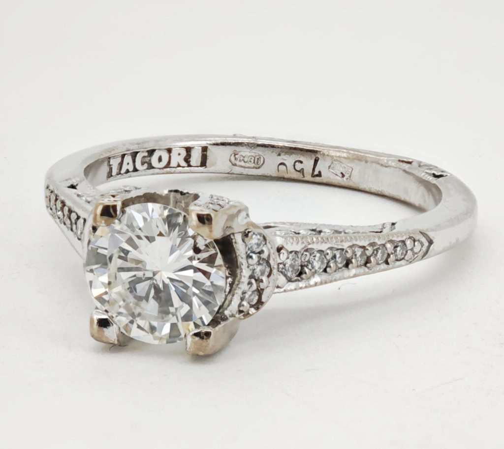 inel logodna "tacori" aur 18k cu diamante 1.07ct