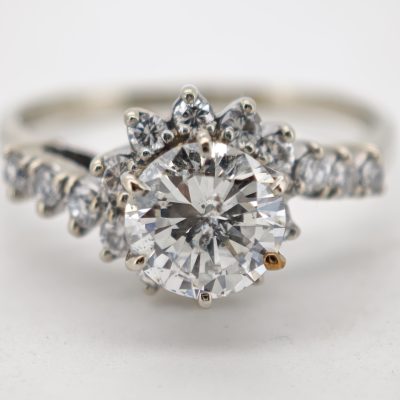 inel diamante aur 14k cu cu verigheta 2.0ct