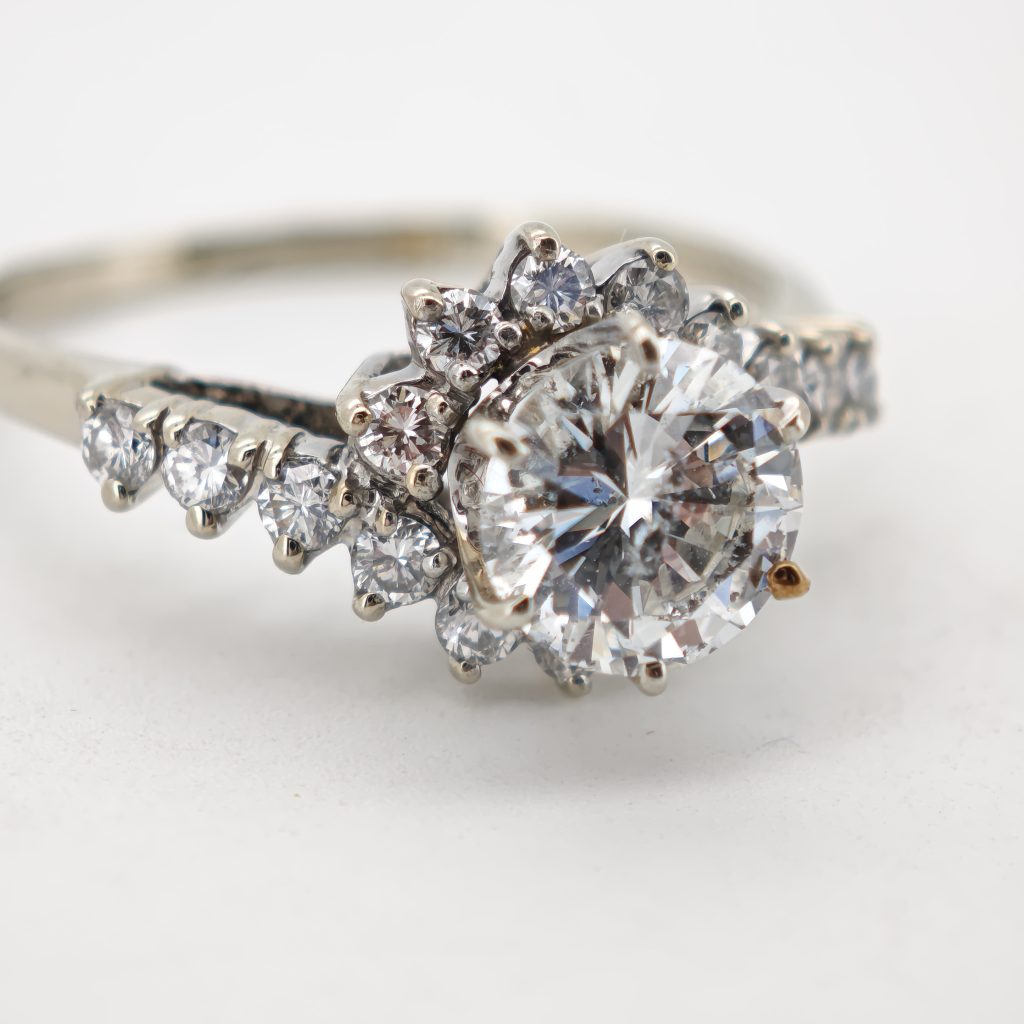 inel diamante aur 14k cu cu verigheta 2.0ct