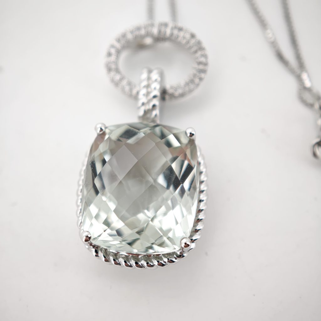 colier aur 14k cu diamante si amethyst 10.10ct