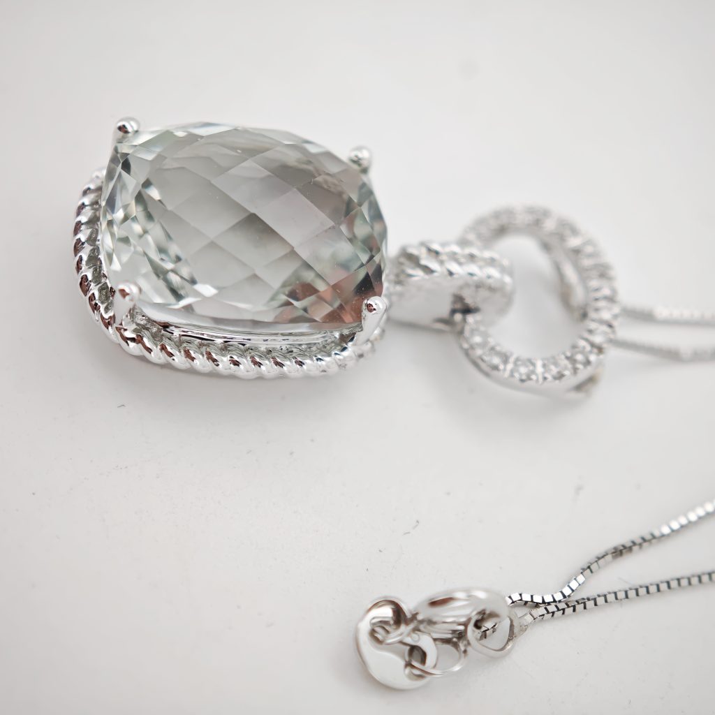 colier aur 14k cu diamante si amethyst 10.10ct