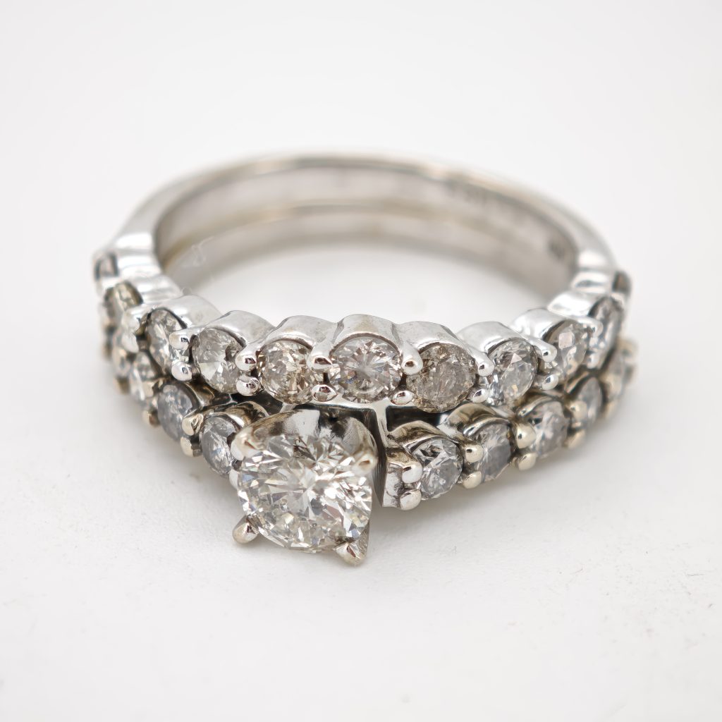 inel aur 14k cu diamante si verigheta 2,55ct