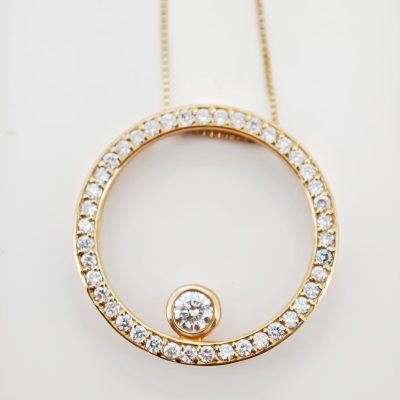 colier aur 14k circle of life cu diamante 1.05ct