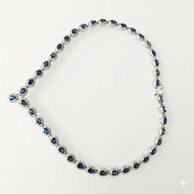 colier aur 14k cu diamnte si sapphire