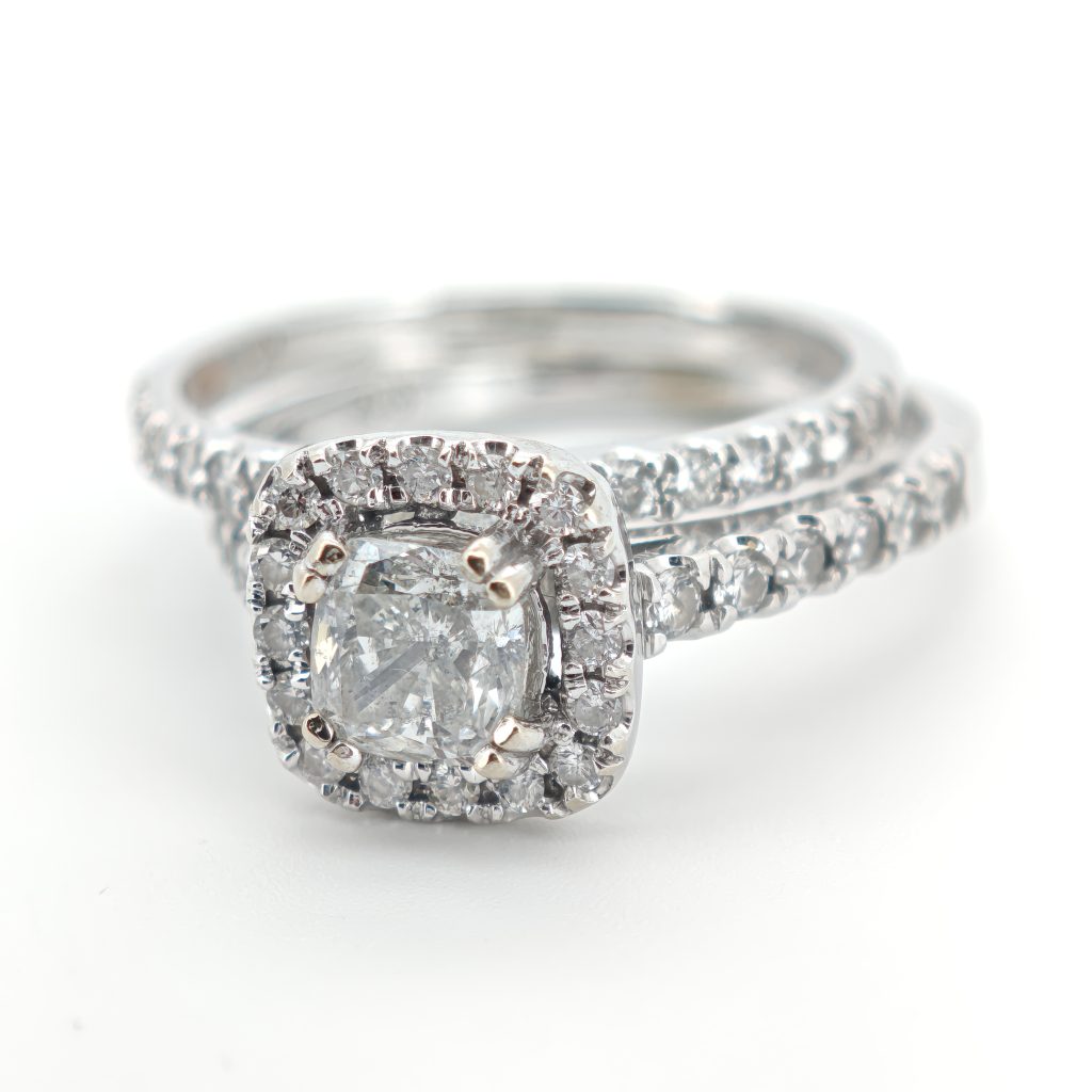 inel logodna cu diamante si verigheta 2.06ct