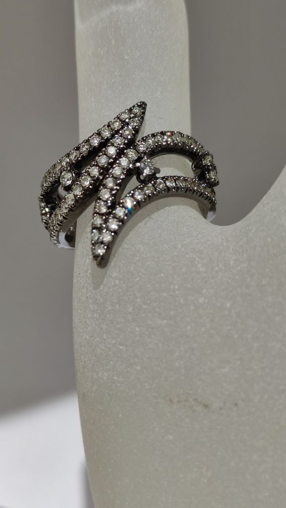 inel aur 14k black gold cu diamante 1.20ct