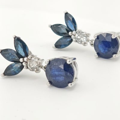 cercei aur 14k cu safire si diamante