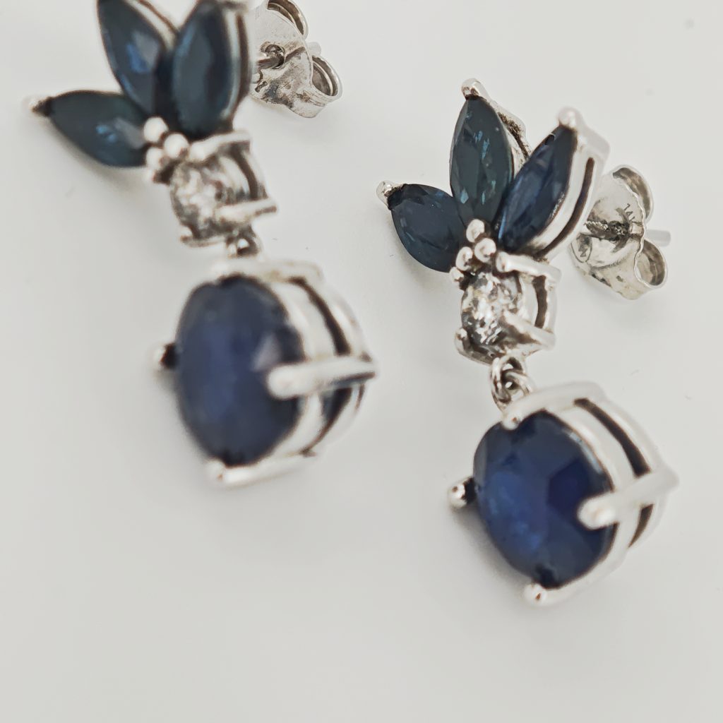 cercei aur 14k cu safire si diamante