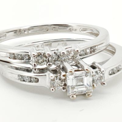 inel si verigheta aur 14k cu diamante 0,55ct