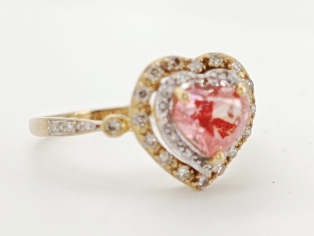 inel logodna aur 14k cu diamant roz 1.35ct