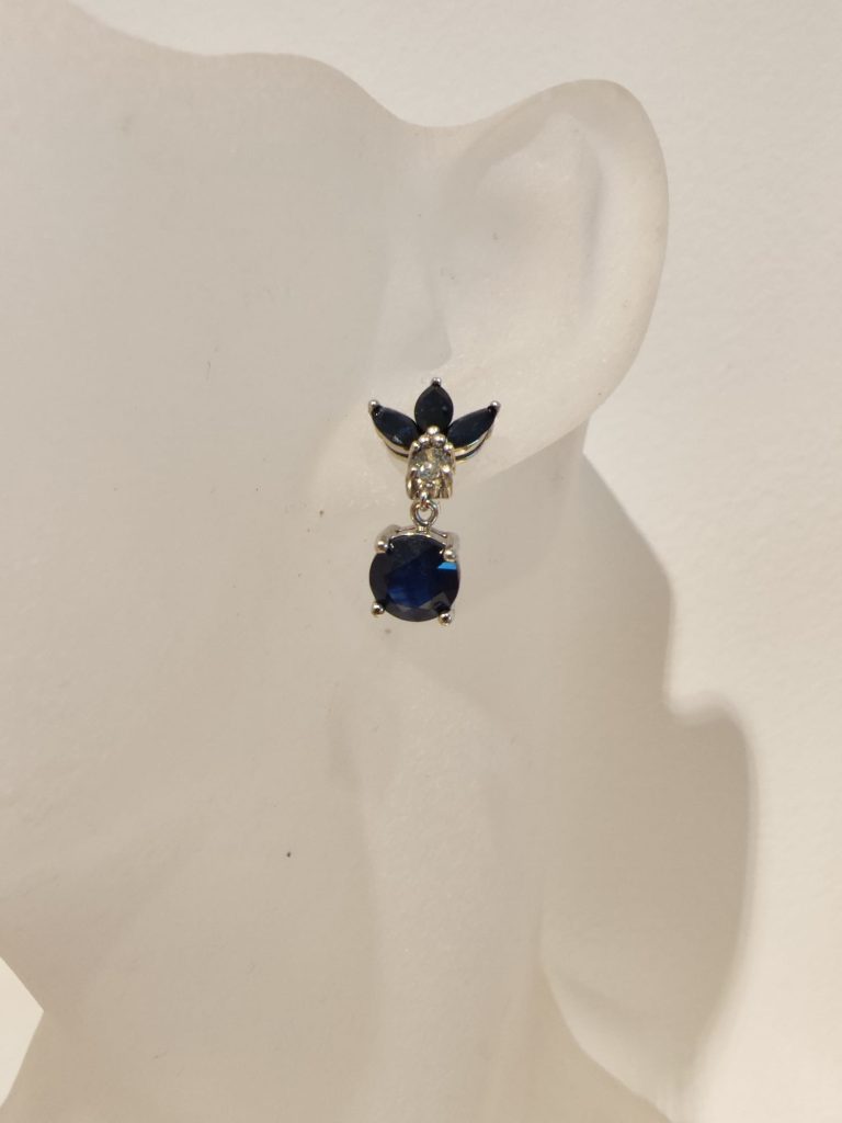 cercei aur 14k cu safire si diamante