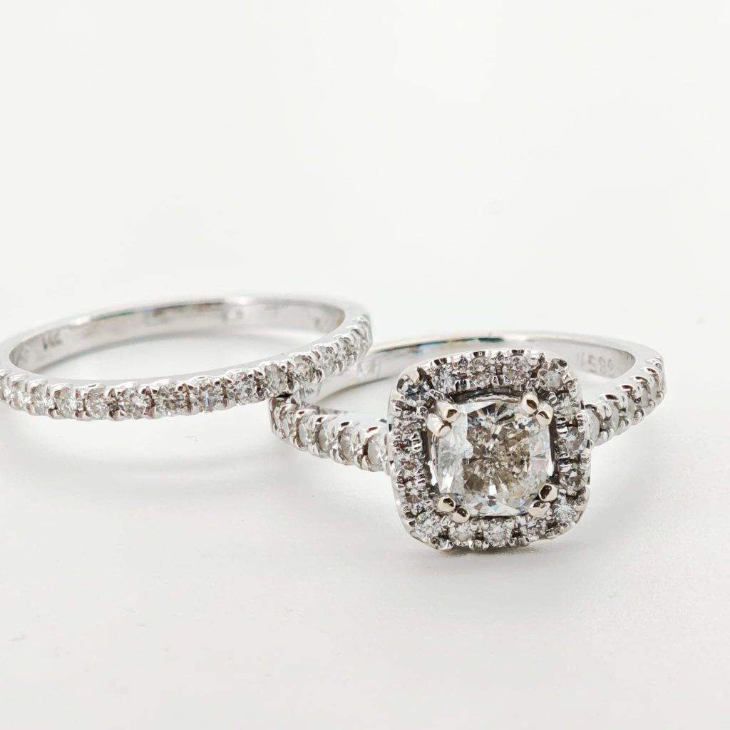 inel logodna cu diamante si verigheta 2.06ct