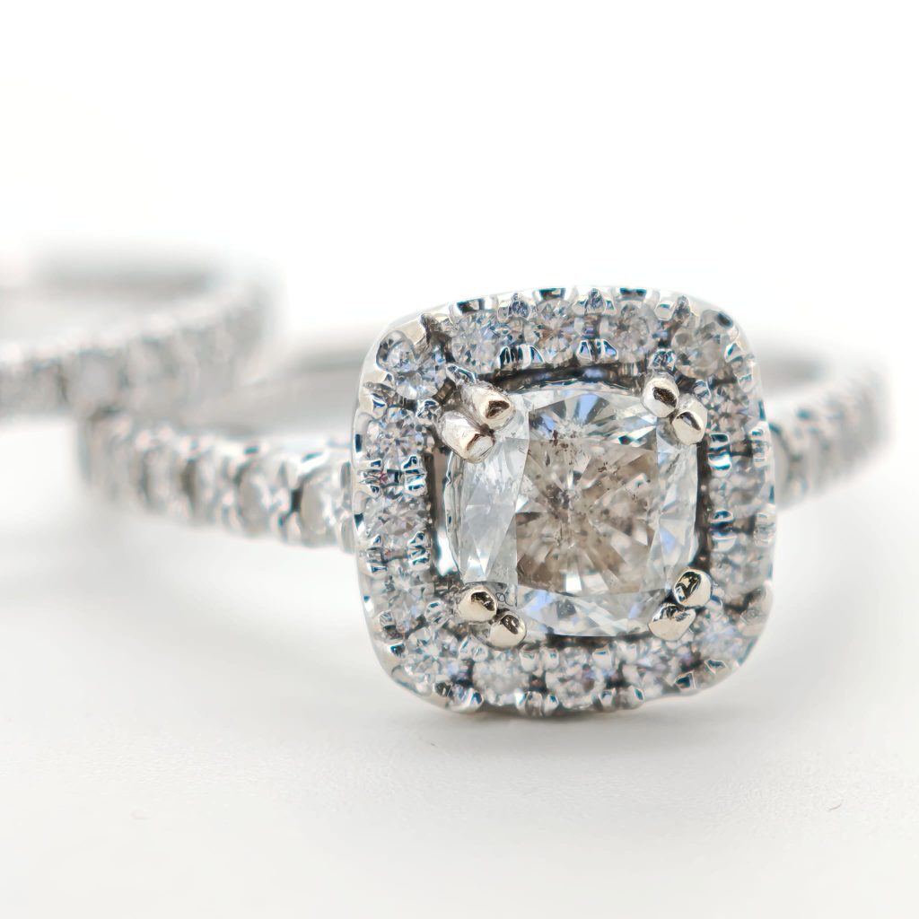 inel logodna cu diamante si verigheta 2.06ct