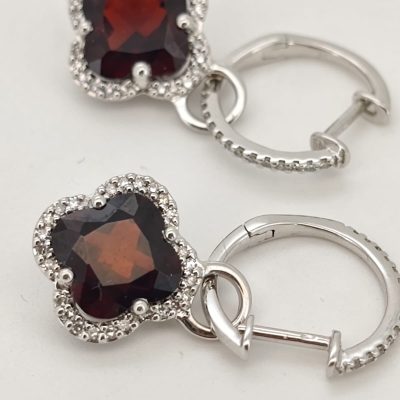 Cercei 14k cu Granate si diamante