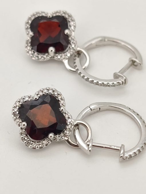 Cercei 14k cu Granate si diamante