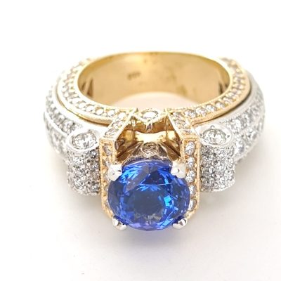 Inel 14k cu diamante si tanzanite