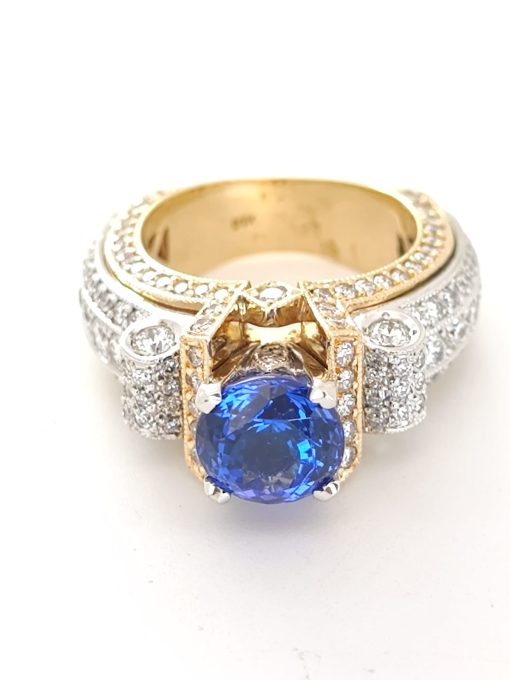 Inel 14k cu diamante si tanzanite