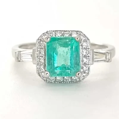 Inel 18k cu smarald si diamante