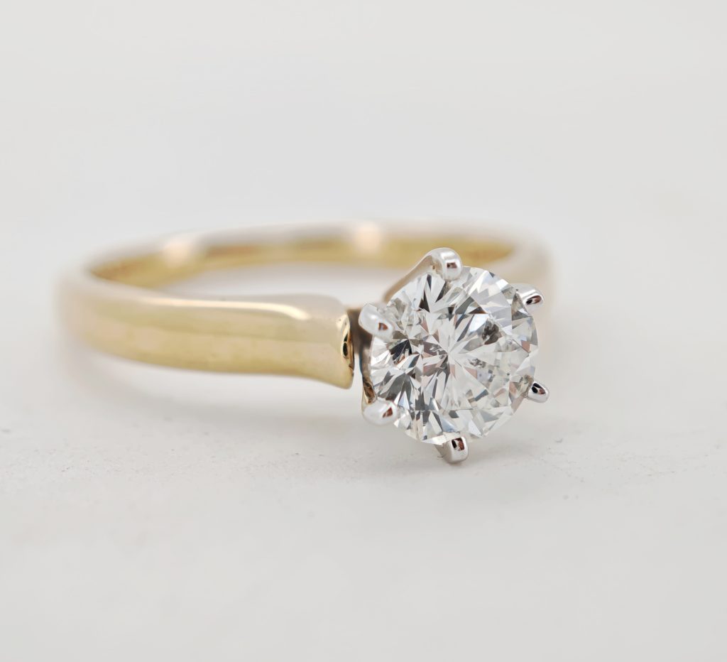 inel logodna aur 14k cu diamant 1.14ct