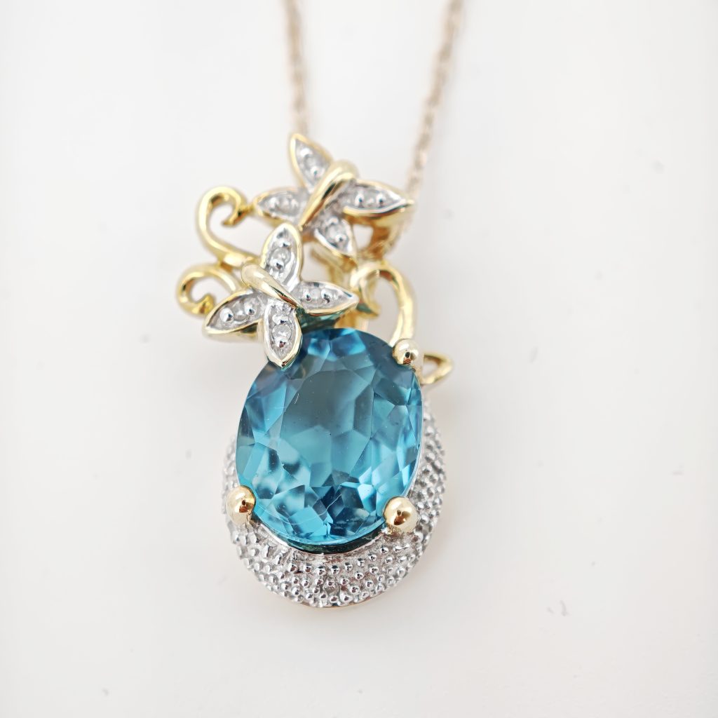 colier 14k/10k cu topaz si diamante