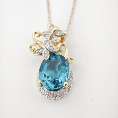 colier 14k/10k cu topaz si diamante