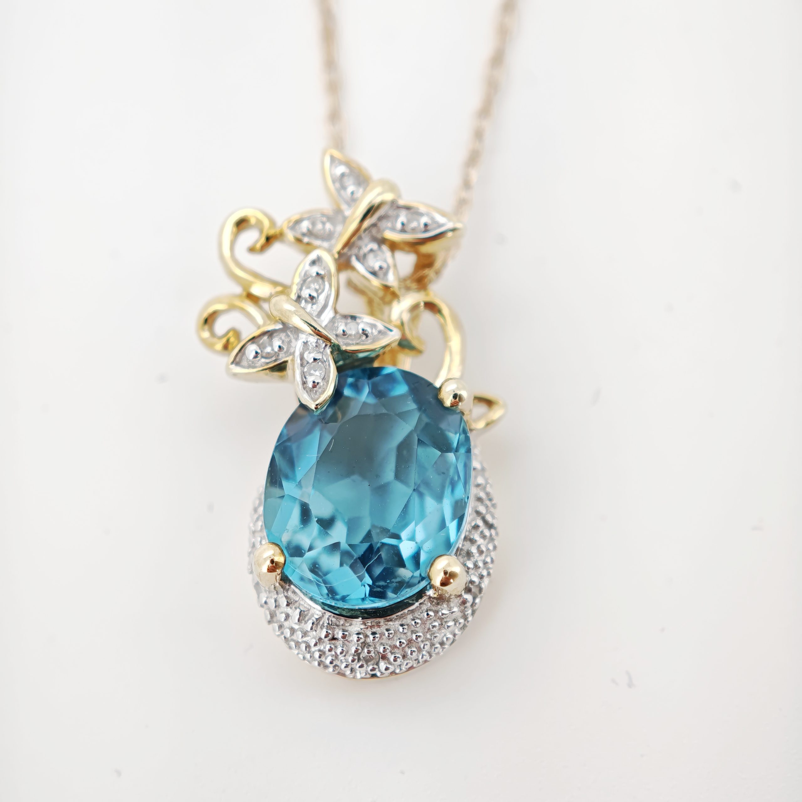 colier 14k/10k cu topaz si diamante colier 14k/10k cu topaz si diamante