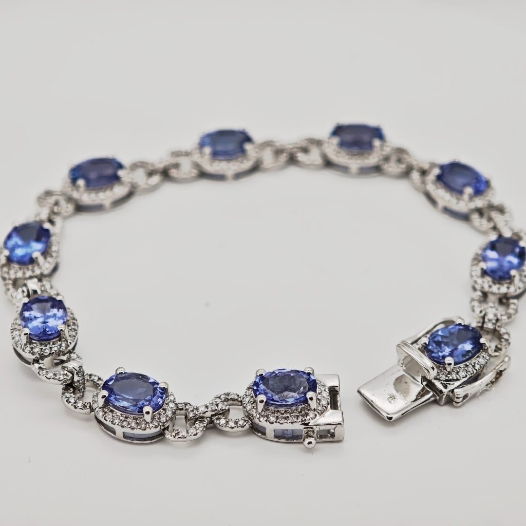 Bratara 14k tanzanite si diamante