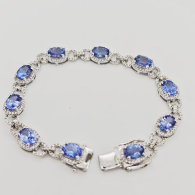 Bratara 14k Tanzanite si Diamante