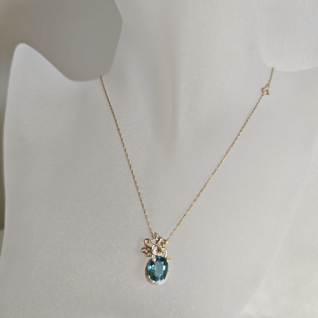 colier 14k/10k cu topaz si diamante