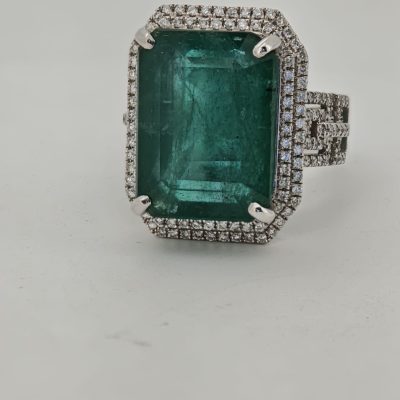 inel 14k cu smarald si diamante 15ct