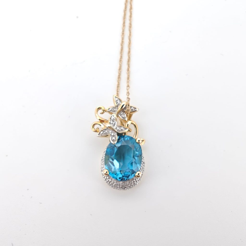 colier 14k/10k cu topaz si diamante