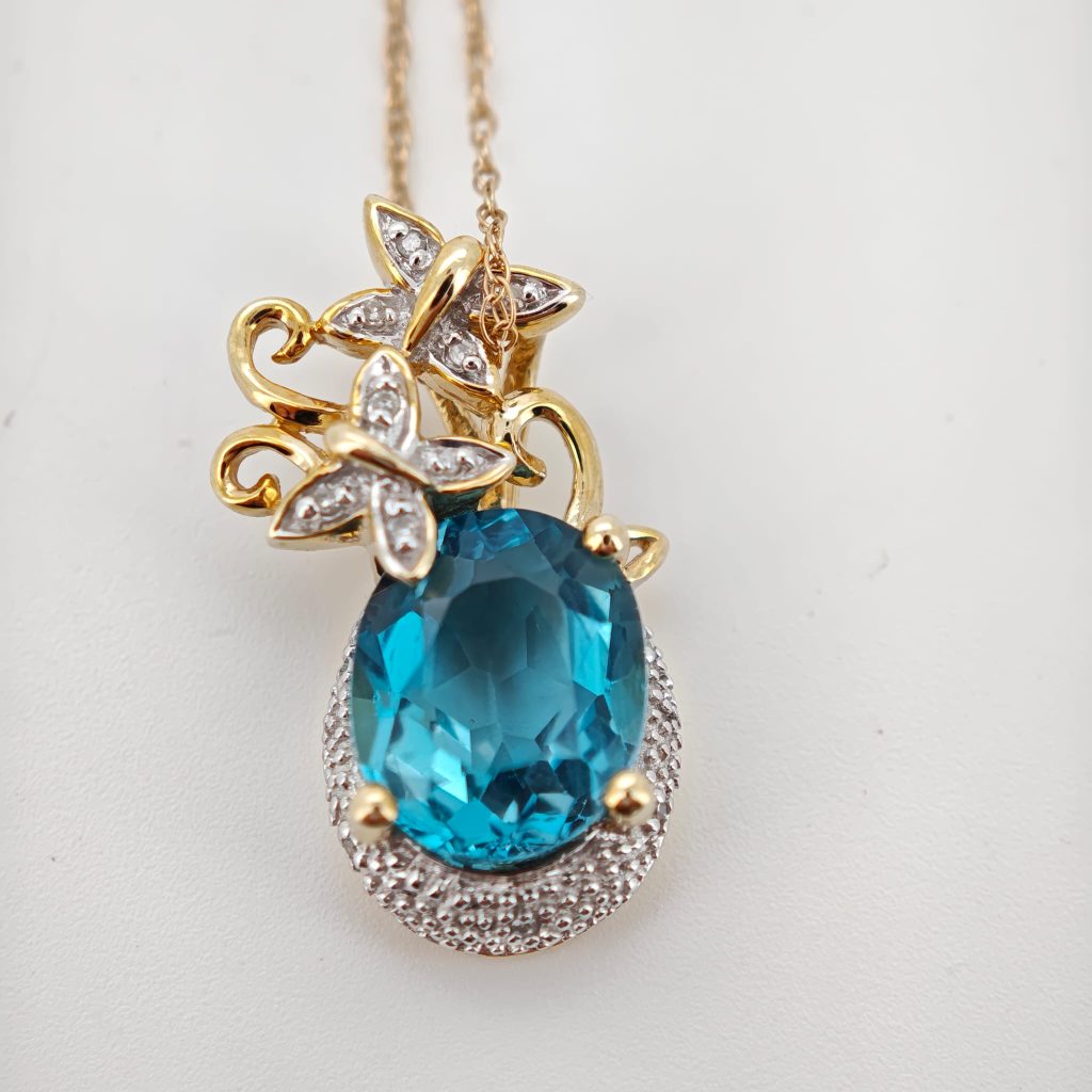 colier 14k/10k cu topaz si diamante